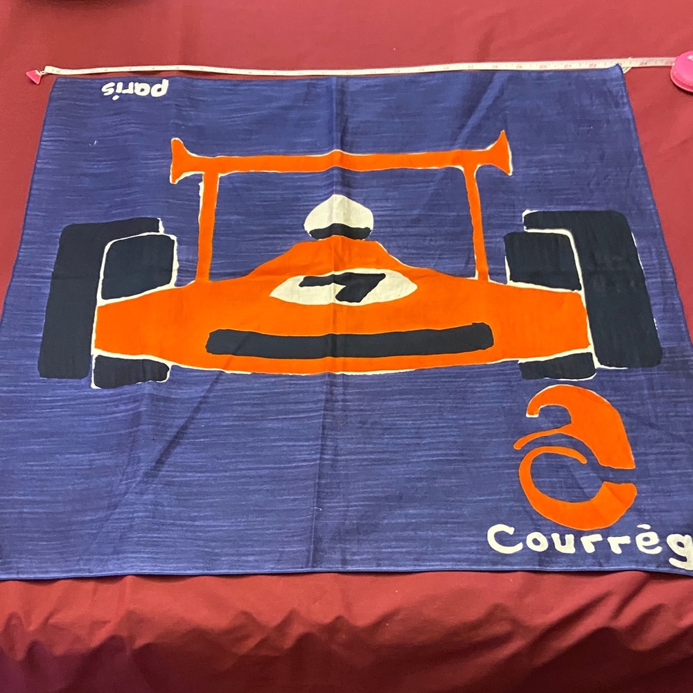 Courrèges Vintage Blue and Orange Cotton Scarf